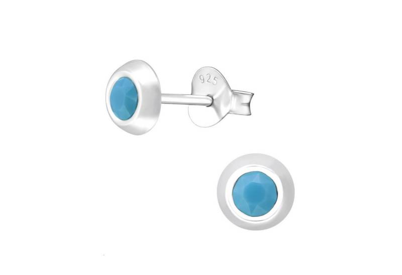 BUNGSA Ohrring-Set Ohrstecker r 5mm LA CRYSTALE Kristall 925 Silber Damen - Türkiser Opal (1 Paar (2 Stück), 2-tlg), Ohrschmuck Ohrringe von BUNGSA