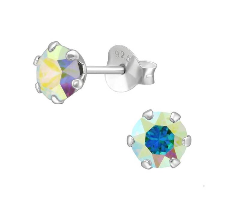 BUNGSA Ohrring-Set Ohrstecker runder Kristall AB aus 925 Silber Damen (1 Paar (2 Stück), 2-tlg), Ohrschmuck Ohrringe von BUNGSA