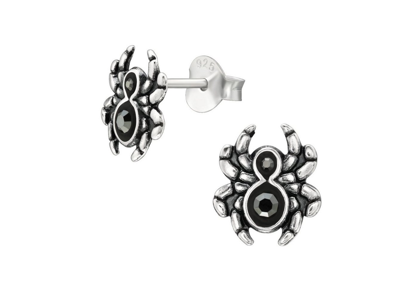 BUNGSA Ohrring-Set Spinnen- Ohrstecker mit metallic-schwarzen Kristallen 925 Silber Damen (1 Paar (2 Stück), 2-tlg), Ohrschmuck Ohrringe von BUNGSA