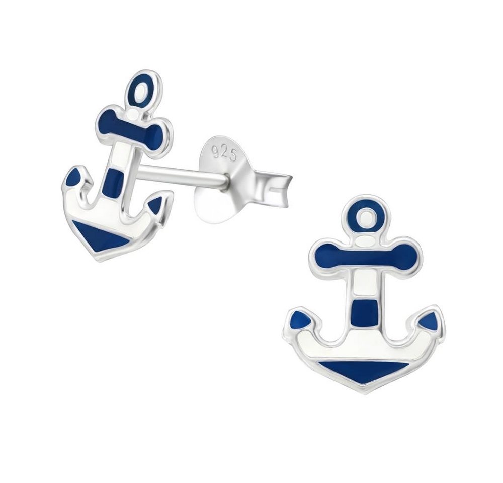 BUNGSA Ohrstecker-Set Ohrstecker Anker blau-weiss aus .925 Silber Kinder (1 Paar (2 Stück), 2-tlg), Ohrschmuck Ohrringe von BUNGSA