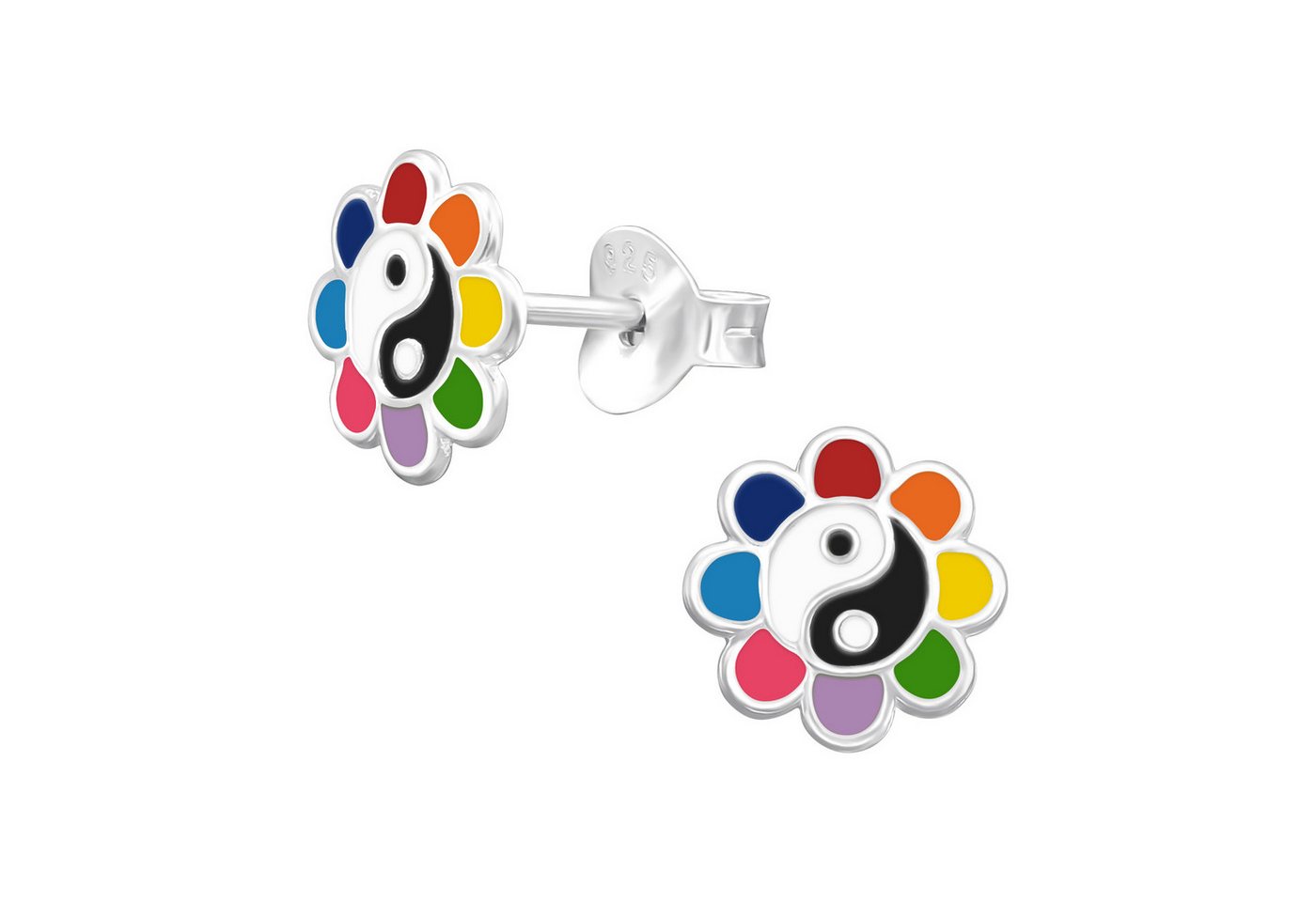 BUNGSA Ohrstecker-Set Ohrstecker Blume Yin&Yang aus .925 Silber Kinder (1 Paar (2 Stück), 2-tlg), Ohrschmuck Ohrringe von BUNGSA