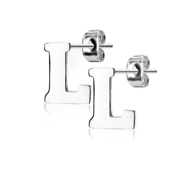 BUNGSA Ohrstecker-Set Ohrstecker Buchstaben Silber aus Edelstahl Damen L (1 Paar (2 Stück), 2-tlg), Ohrschmuck Ohrringe von BUNGSA