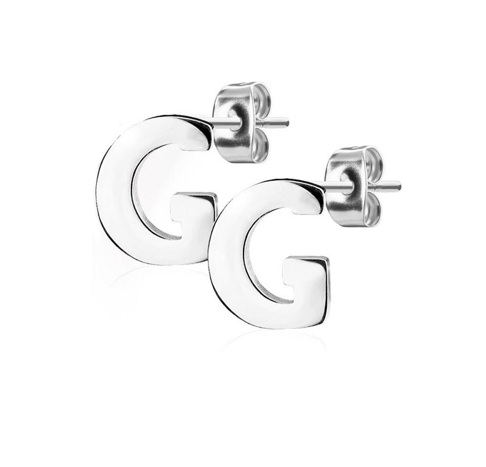 BUNGSA Ohrstecker-Set Ohrstecker Buchstaben Silber aus Edelstahl Damen G (1 Paar (2 Stück), 2-tlg), Ohrschmuck Ohrringe von BUNGSA