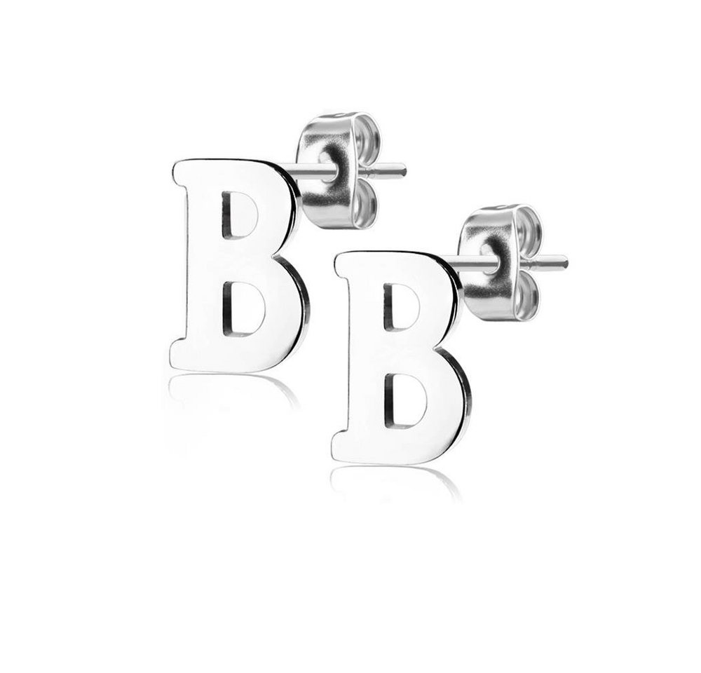 BUNGSA Ohrstecker-Set Ohrstecker Buchstaben Silber aus Edelstahl Damen (1 Paar (2 Stück), 2-tlg), Ohrschmuck Ohrringe von BUNGSA