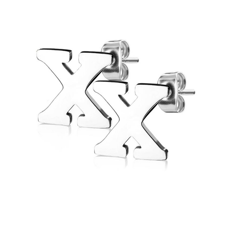 BUNGSA Ohrstecker-Set Ohrstecker Buchstaben Silber aus Edelstahl Damen (1 Paar (2 Stück), 2-tlg), Ohrschmuck Ohrringe von BUNGSA