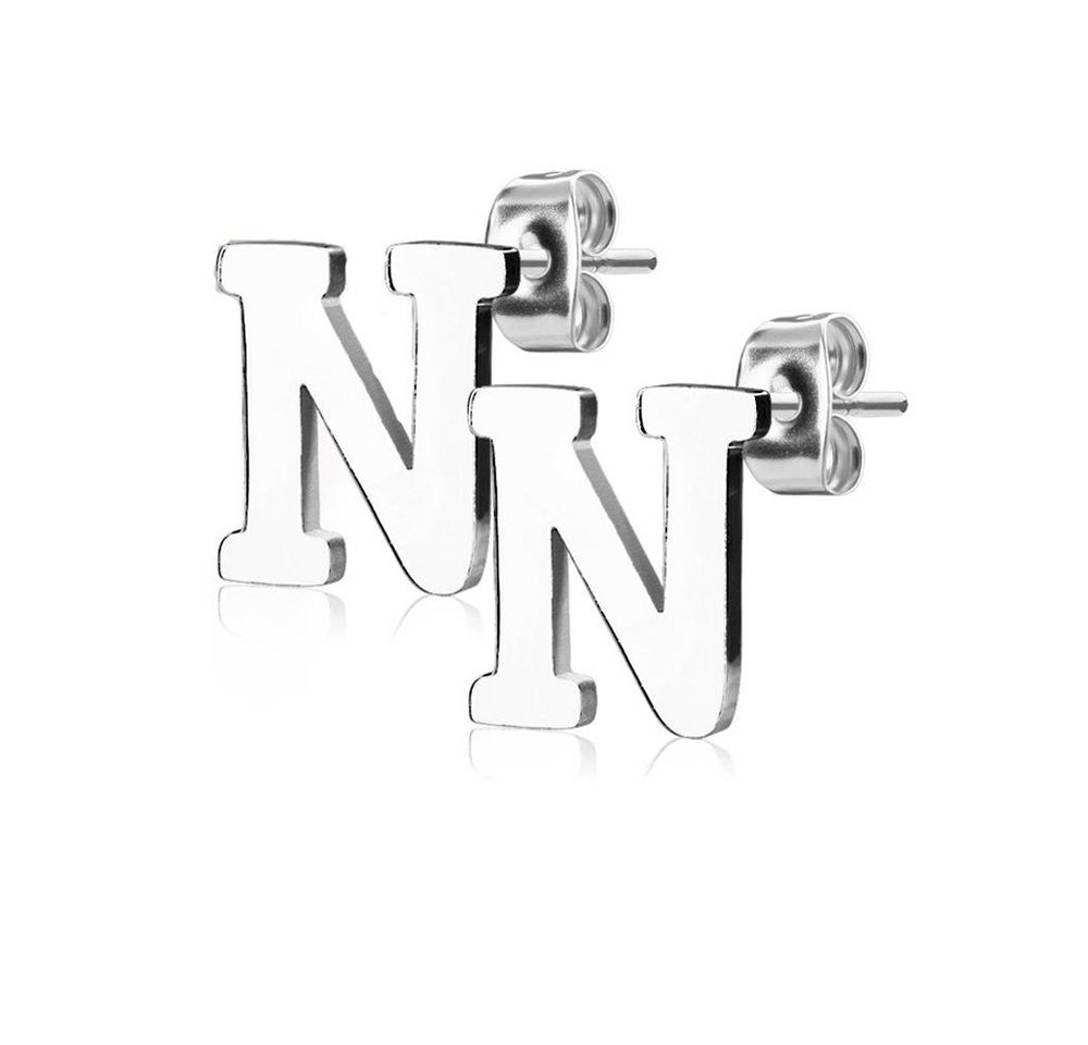 BUNGSA Ohrstecker-Set Ohrstecker Buchstaben Silber aus Edelstahl Damen (1 Paar (2 Stück), 2-tlg), Ohrschmuck Ohrringe von BUNGSA