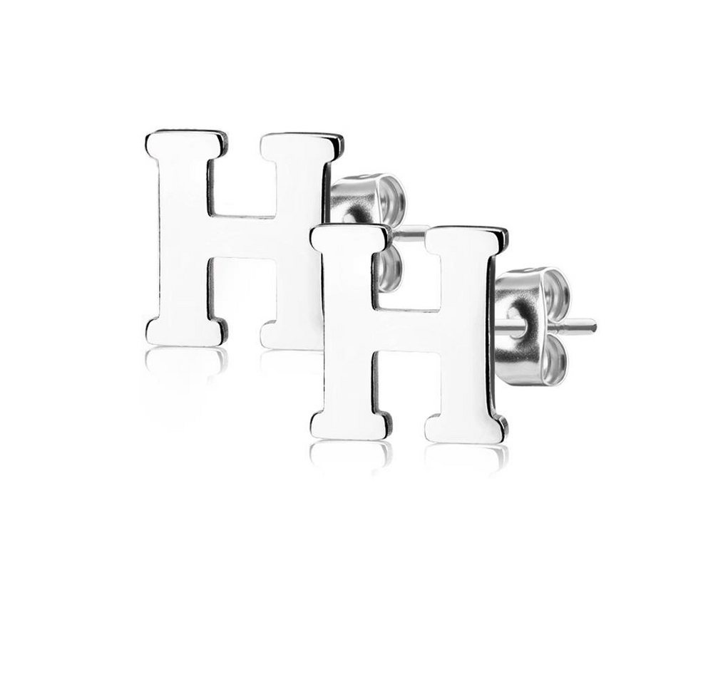 BUNGSA Ohrstecker-Set Ohrstecker Buchstaben Silber aus Edelstahl Damen (1 Paar (2 Stück), 2-tlg), Ohrschmuck Ohrringe von BUNGSA