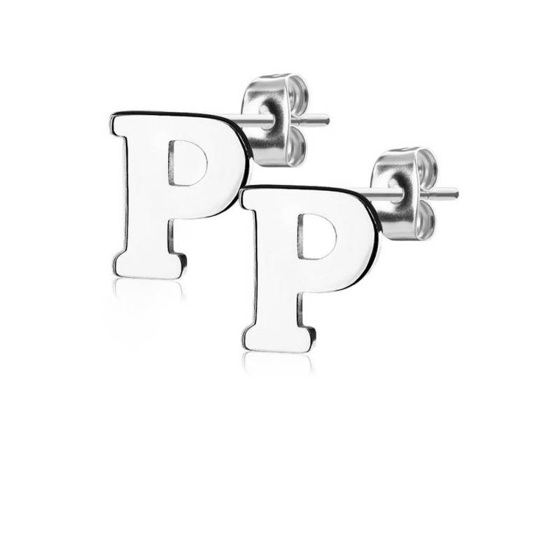 BUNGSA Ohrstecker-Set Ohrstecker Buchstaben Silber aus Edelstahl Damen (1 Paar (2 Stück), 2-tlg), Ohrschmuck Ohrringe von BUNGSA