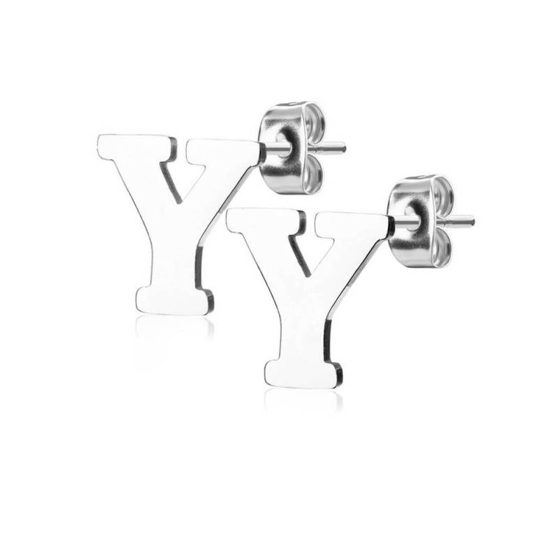 BUNGSA Ohrstecker-Set Ohrstecker Buchstaben Silber aus Edelstahl Damen (1 Paar (2 Stück), 2-tlg), Ohrschmuck Ohrringe von BUNGSA