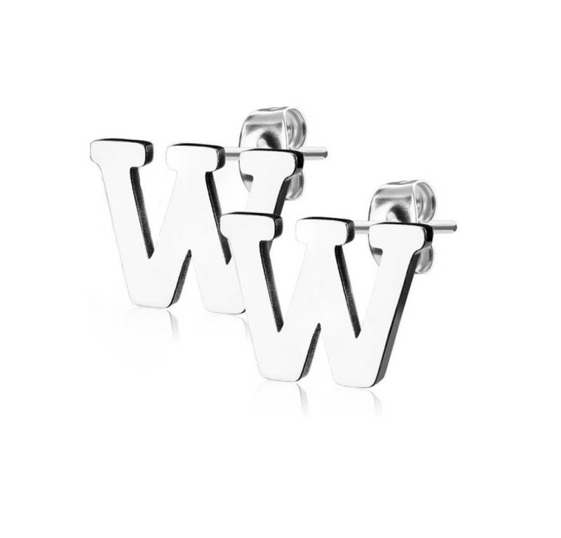 BUNGSA Ohrstecker-Set Ohrstecker Buchstaben Silber aus Edelstahl Damen (1 Paar (2 Stück), 2-tlg), Ohrschmuck Ohrringe von BUNGSA