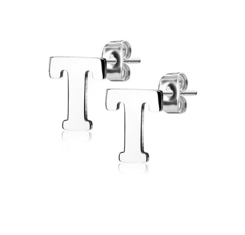 BUNGSA Ohrstecker-Set Ohrstecker Buchstaben Silber aus Edelstahl Damen (1 Paar (2 Stück), 2-tlg), Ohrschmuck Ohrringe von BUNGSA