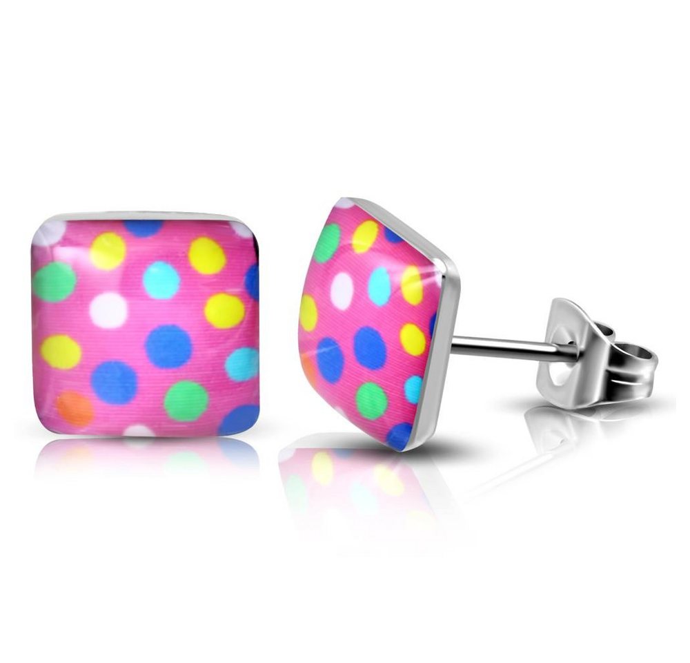 BUNGSA Ohrstecker-Set Ohrstecker Bunte Punkte Bunt aus Edelstahl Unisex (1 Paar (2 Stück), 2-tlg), Ohrschmuck Ohrringe von BUNGSA