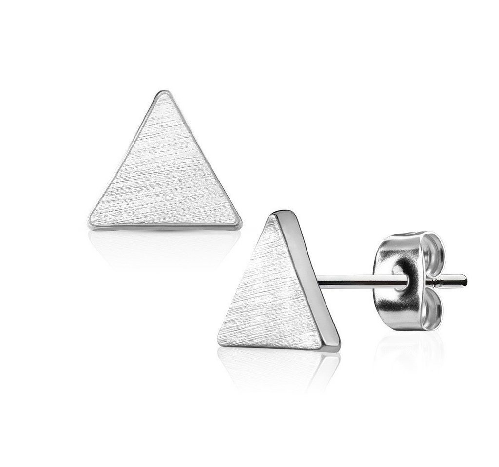 BUNGSA Ohrstecker-Set Ohrstecker Dreieck gebürstet Silber aus Edelstahl Damen (1 Paar (2 Stück), 2-tlg), Ohrschmuck, Ohrringe von BUNGSA