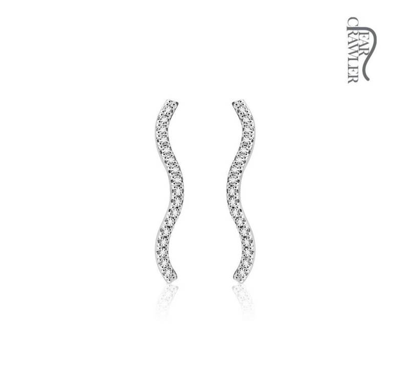 BUNGSA Ohrstecker-Set Ohrstecker Ear Crawler mit 32 Kristallen aus Messing Damen (1 Paar (2 Stück), 2-tlg), Ohrschmuck Ohrringe von BUNGSA