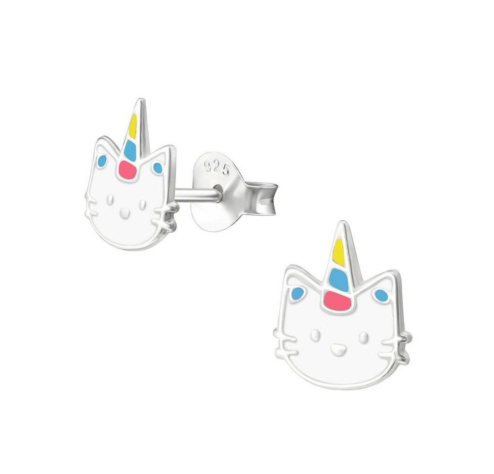 BUNGSA Ohrstecker-Set Ohrstecker Einhorn-Katze aus .925 Silber Kinder (1 Paar (2 Stück), 2-tlg), Ohrschmuck Ohrringe von BUNGSA