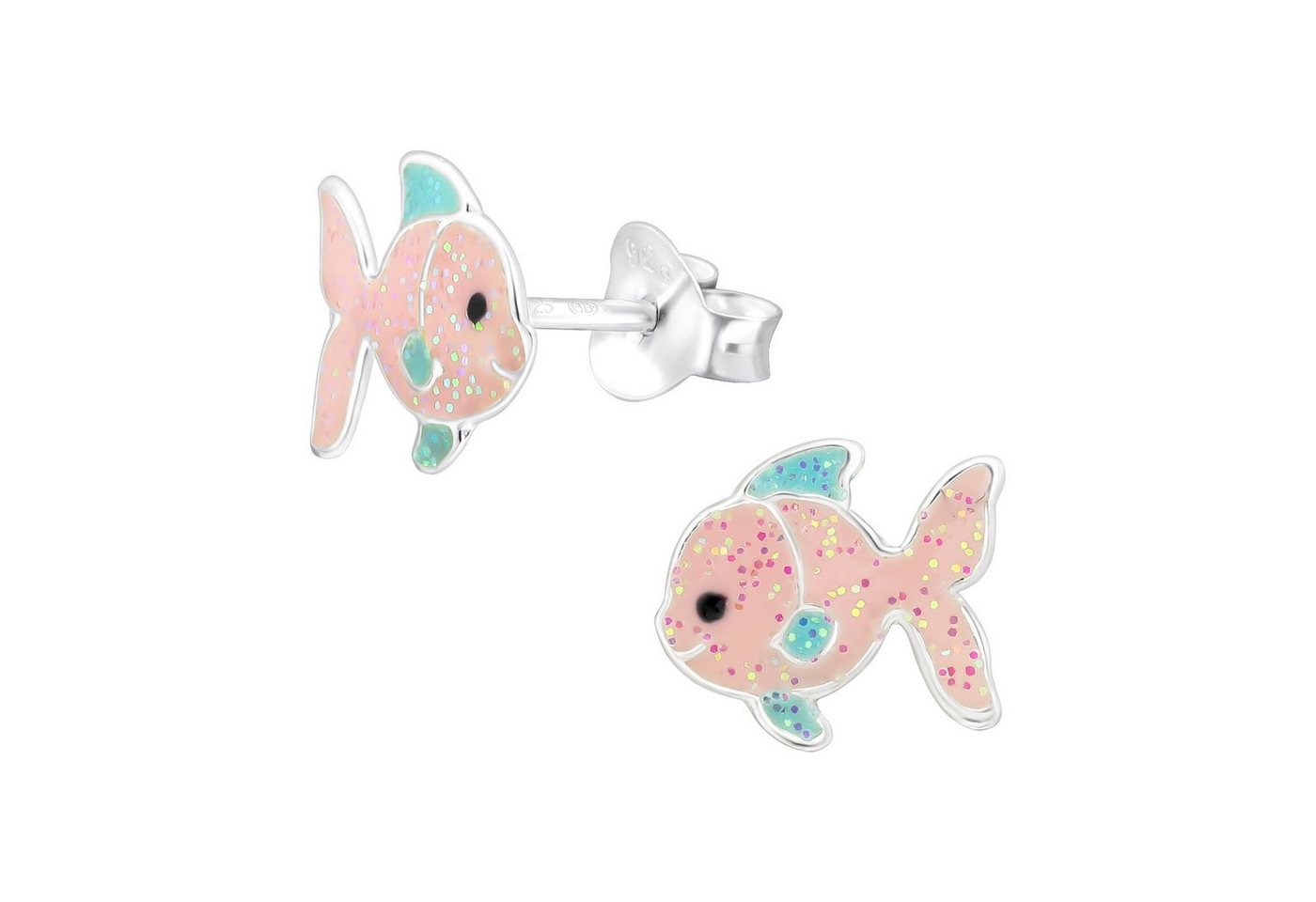 BUNGSA Ohrstecker-Set Ohrstecker Fisch mit Glitzer aus .925 Silber Kinder (1 Paar (2 Stück), 2-tlg), Ohrschmuck Ohrringe von BUNGSA