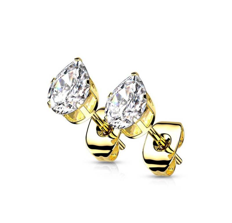 BUNGSA Ohrstecker-Set Gold - Ohrstecker klarem Kristall in Form einer Träne Edelstahl Unisex (1 Paar (2 Stück), 2-tlg), Ohrschmuck Ohrringe von BUNGSA