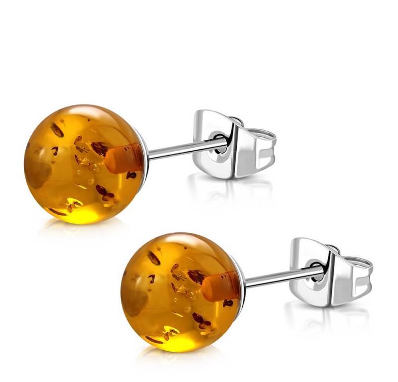 BUNGSA Ohrstecker-Set Ohrstecker Kunstbernstein /Größen Silber Edelstahl Damen orange / 6mm (1 Paar (2 Stück), 2-tlg), Ohrschmuck Ohrringe von BUNGSA