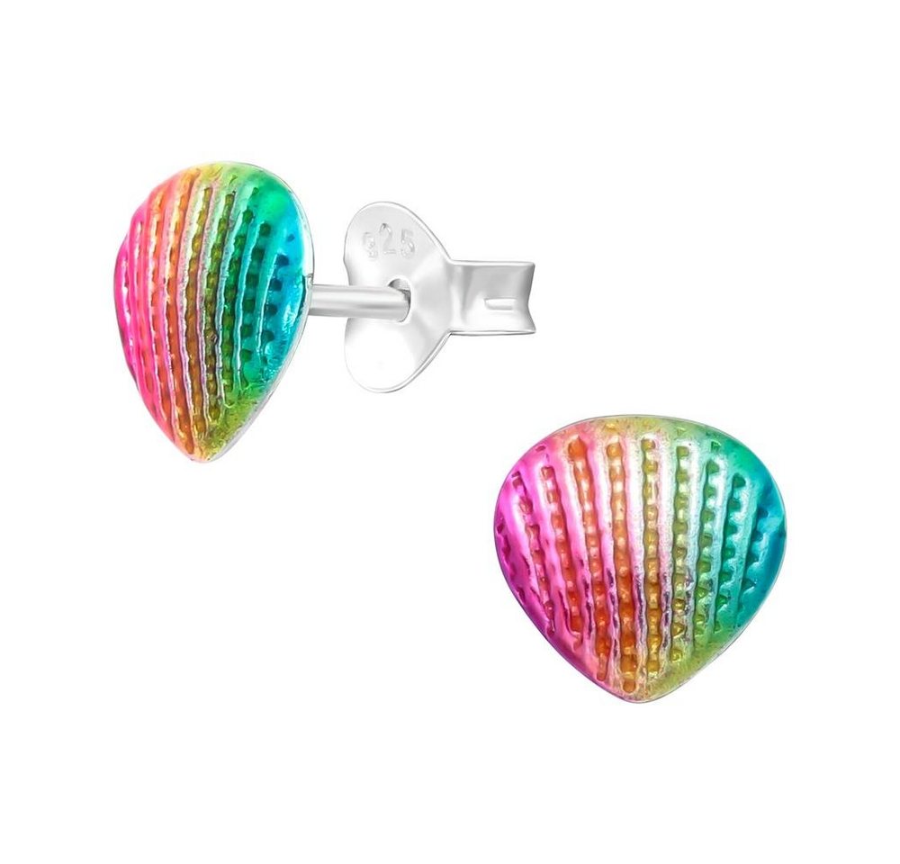 BUNGSA Ohrstecker-Set Ohrstecker Muschel Regenbogenfarben aus 925 Silber Kinder (1 Paar (2 Stück), 2-tlg), Ohrschmuck Ohrringe von BUNGSA