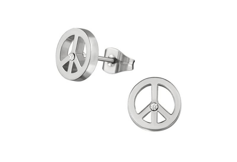 BUNGSA Ohrstecker-Set Ohrstecker Peace Zeichen Silber aus Edelstahl Unisex (1 Paar (2 Stück), 2-tlg), Ohrschmuck Ohrringe von BUNGSA