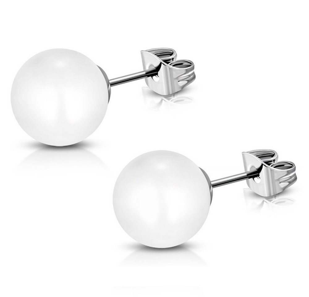 BUNGSA Ohrstecker-Set Ohrstecker Perle 8mm Silber aus Edelstahl Damen creme (1 Paar (2 Stück), 2-tlg), Ohrschmuck Ohrringe von BUNGSA