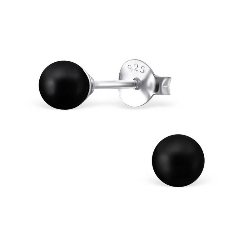 BUNGSA Ohrstecker-Set Schwarz - Ohrstecker Perlen aus 925 Silber Damen (1 Paar (2 Stück), 2-tlg), Ohrschmuck Ohrringe von BUNGSA