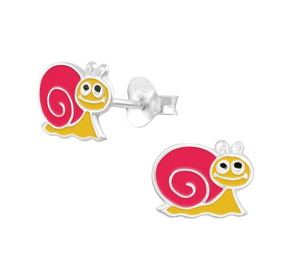 BUNGSA Ohrstecker-Set Ohrstecker Schnecke gelb-pink aus 925 Silber Kinder (1 Paar (2 Stück), 2-tlg), Ohrschmuck Ohrringe von BUNGSA