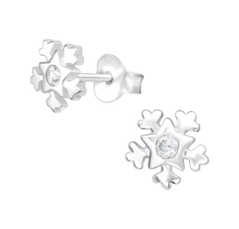 BUNGSA Ohrstecker-Set Ohrstecker Schneeflocke mit Kristall aus 925 Silber Damen (1 Paar (2 Stück), 2-tlg), Ohrschmuck Ohrringe von BUNGSA