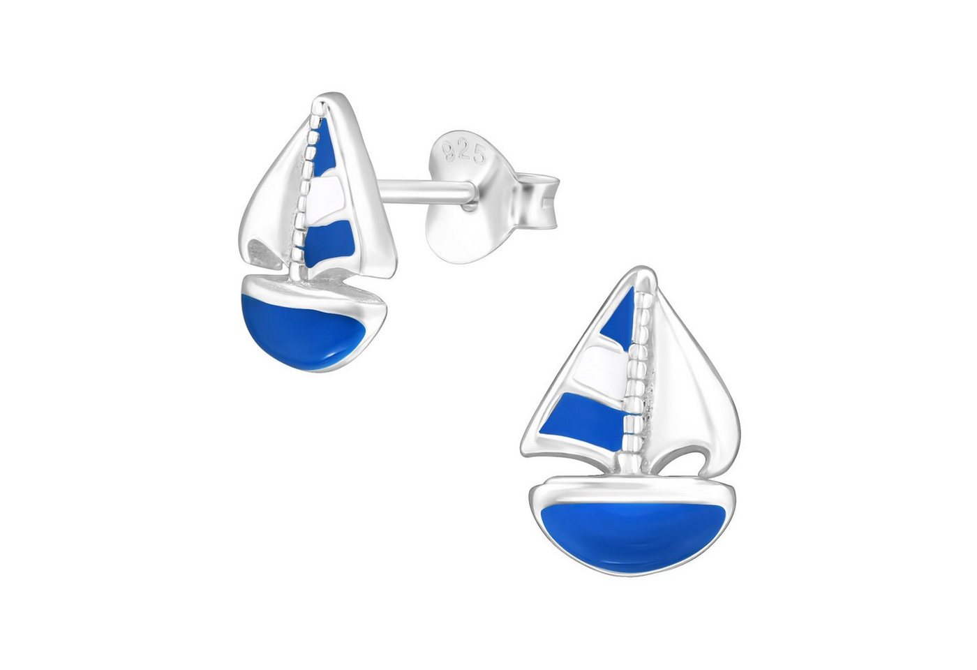 BUNGSA Ohrstecker-Set Ohrstecker Segelboot blau aus .925 Sterling Silber Damen (1 Paar (2 Stück), 2-tlg), Ohrschmuck Ohrringe von BUNGSA