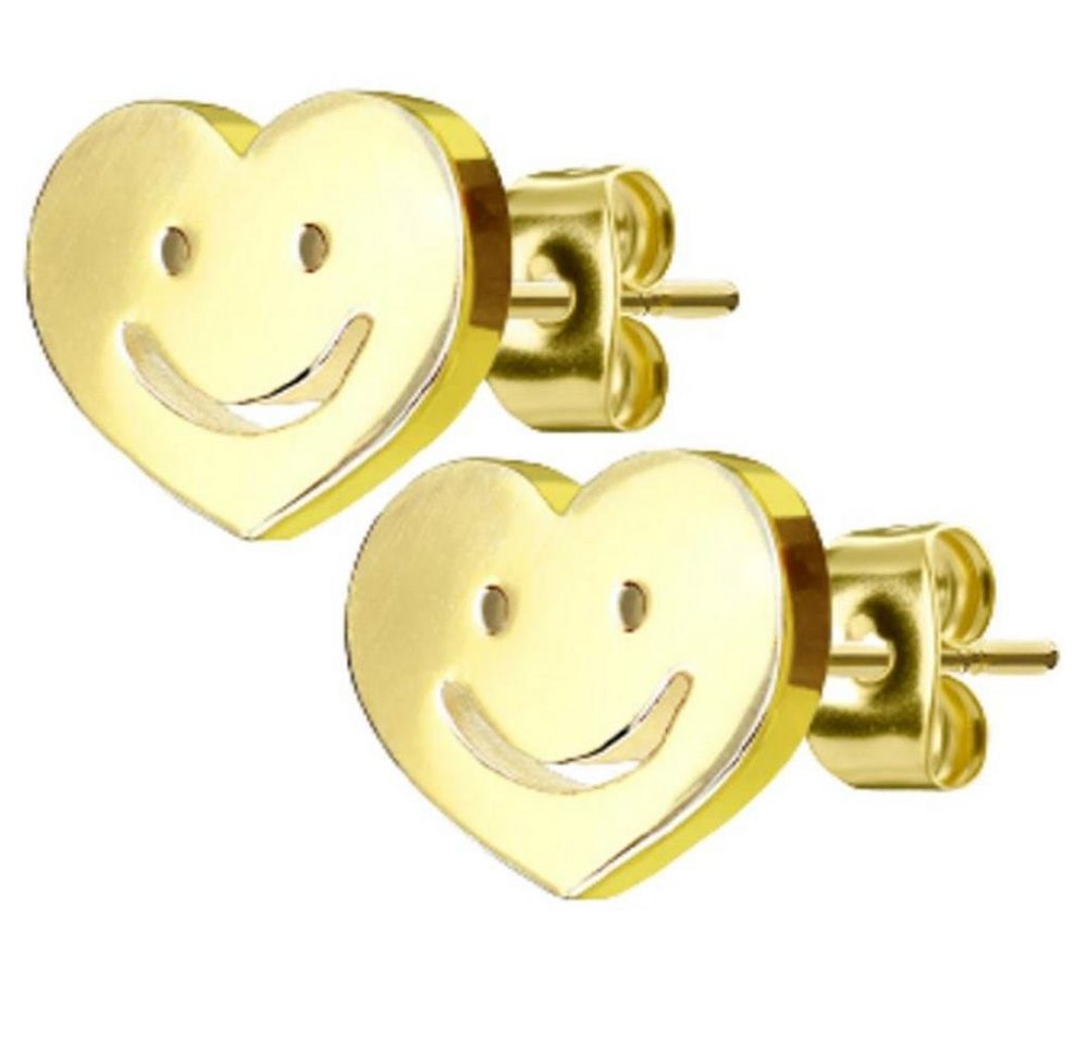 BUNGSA Ohrstecker-Set Ohrstecker Smiley Silber aus Edelstahl Damen (1 Paar (2 Stück), 2-tlg), Ohrschmuck Ohrringe von BUNGSA