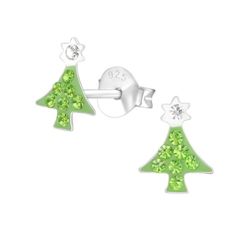 BUNGSA Ohrstecker-Set Ohrstecker Weihnachtsbaum mit Kristallen veredelt aus 925 Silber (1 Paar (2 Stück), 2-tlg), Ohrschmuck Ohrringe von BUNGSA
