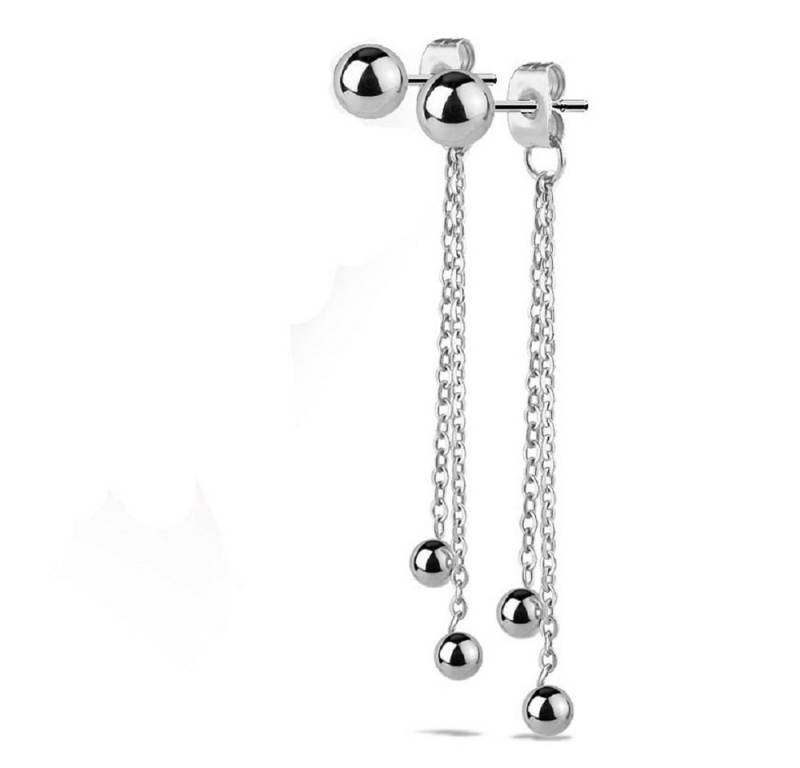 BUNGSA Ohrstecker-Set Ohrstecker mit Ketten und Kugeln aus Edelstahl Damen Silber (1 Paar (2 Stück), 2-tlg), Ohrschmuck Ohrringe von BUNGSA