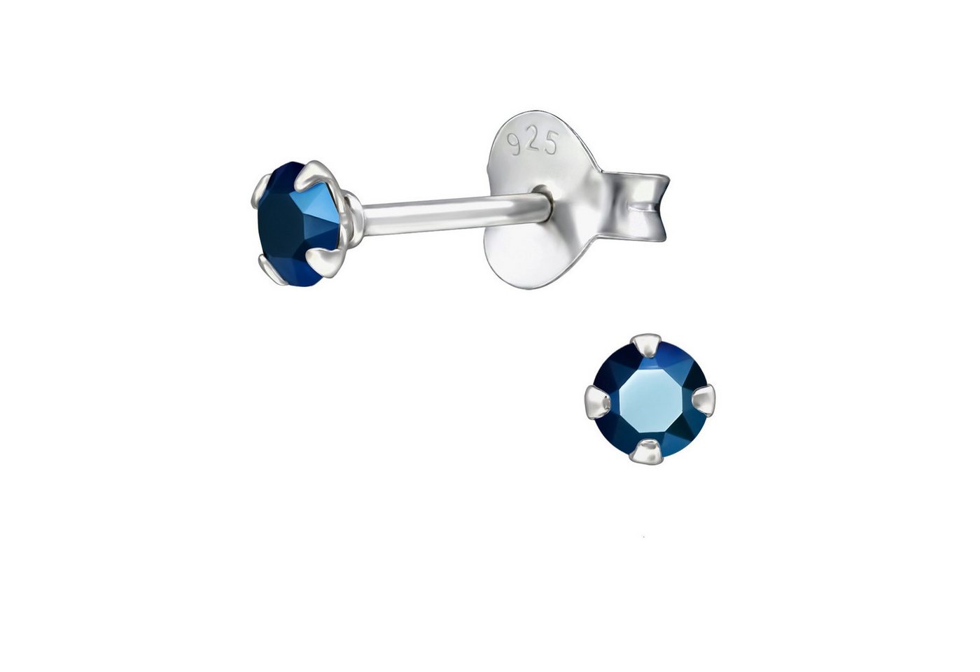 BUNGSA Ohrstecker-Set Ohrstecker mit echtem Kristall LA CRISTALE 3mm aus 925 Silber Damen (1 Paar (2 Stück), 2-tlg), Ohrschmuck Ohrringe von BUNGSA