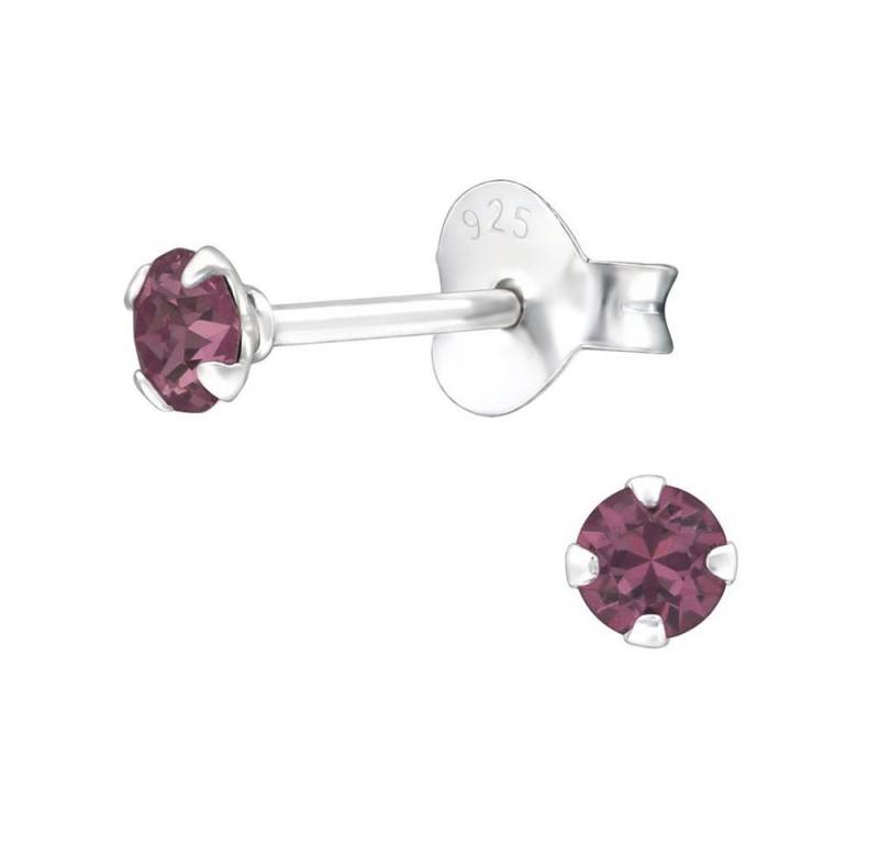 BUNGSA Ohrstecker-Set Rotbraun - Ohrstecker echtem Kristall LA CRISTALE 3mm 925 Silber Damen (1 Paar (2 Stück), 2-tlg), Ohrschmuck Ohrringe von BUNGSA