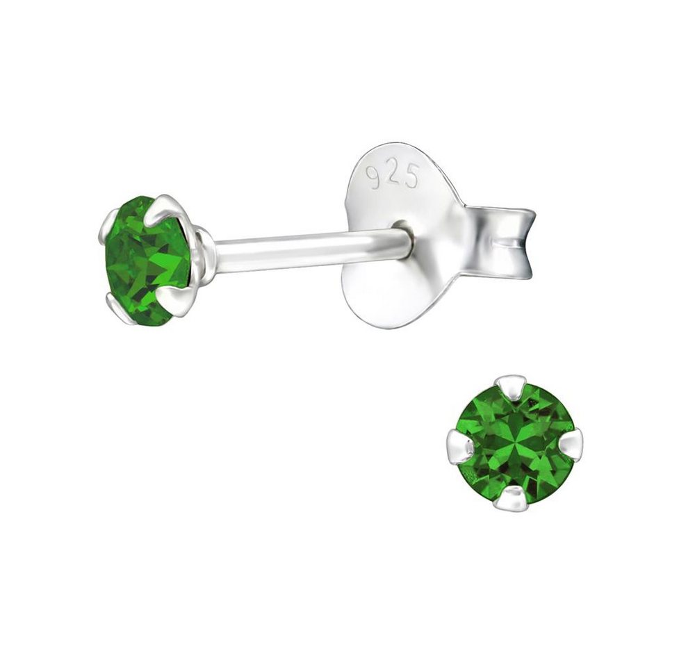 BUNGSA Ohrstecker-Set telgrün - Ohrstecker echtem Kristall LA CRISTALE 3mm 925 Silber Damen (1 Paar (2 Stück), 2-tlg), Ohrschmuck Ohrringe von BUNGSA