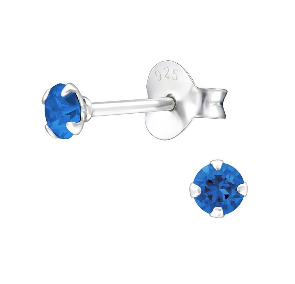 BUNGSA Ohrstecker-Set telblau - Ohrstecker echtem Kristall LA CRISTALE 3mm 925 Silber Damen (1 Paar (2 Stück), 2-tlg), Ohrschmuck Ohrringe von BUNGSA