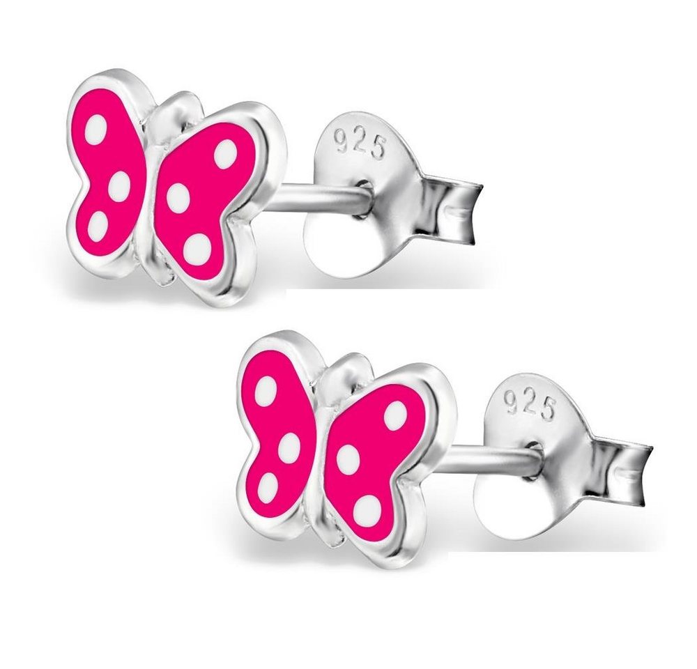 BUNGSA Ohrstecker-Set Ohrstecker pinker Schmetterling aus 925 Silber Kinder (1 Paar (2 Stück), 2-tlg), Ohrschmuck Ohrringe von BUNGSA