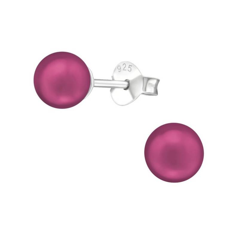 BUNGSA Ohrstecker-Set Pink - Ohrstecker Perlen 6mm aus 925 Silber Damen (1 Paar (2 Stück), 2-tlg), Ohrschmuck Ohrringe von BUNGSA