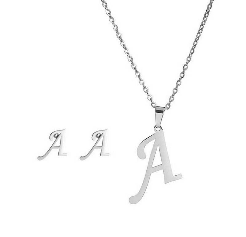BUNGSA Ohrstecker-Set Schmuckset Buchstaben Silber aus Edelstahl Damen U (1-tlg), Geschenkset Damen von BUNGSA