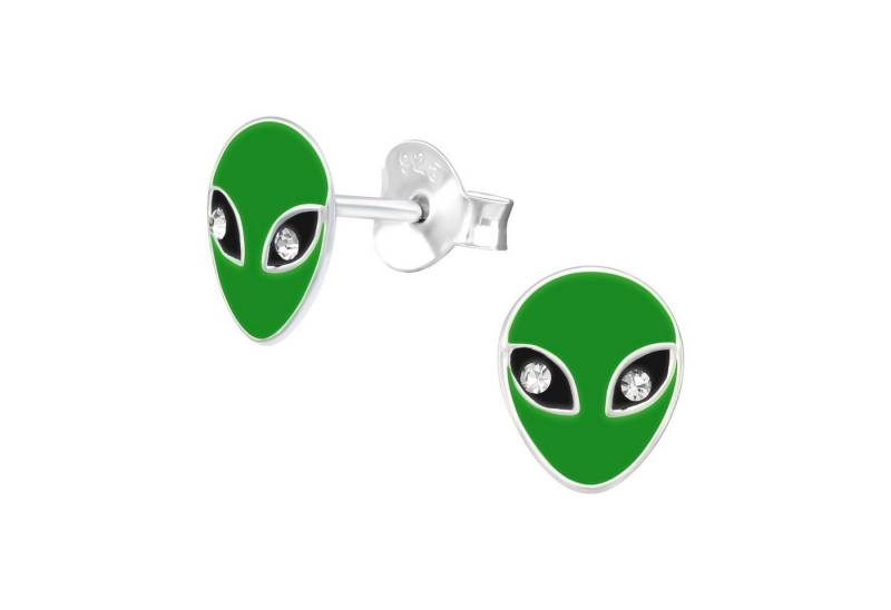 BUNGSA Paar Ohrstecker Ohrstecker Alien mit Kristall aus 925 Silber Unisex (1 Paar (2 Stück), 2-tlg), Ohrschmuck Ohrringe von BUNGSA