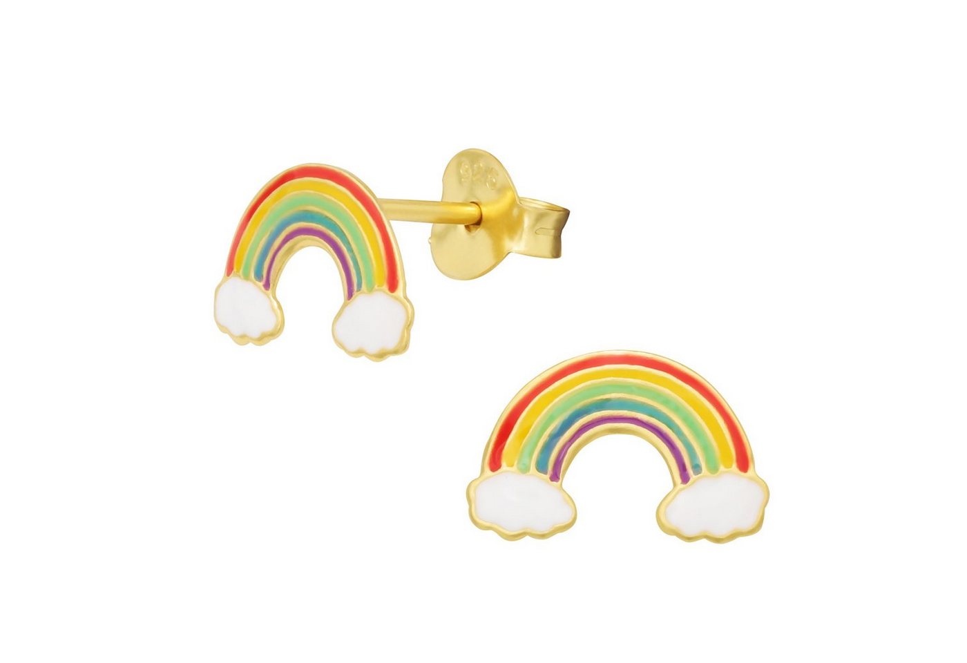 BUNGSA Paar Ohrstecker Ohrstecker Regenbogen gold/bunt aus 925 Silber Kinder (1 Paar (2 Stück), 2-tlg), Ohrschmuck Ohrringe von BUNGSA