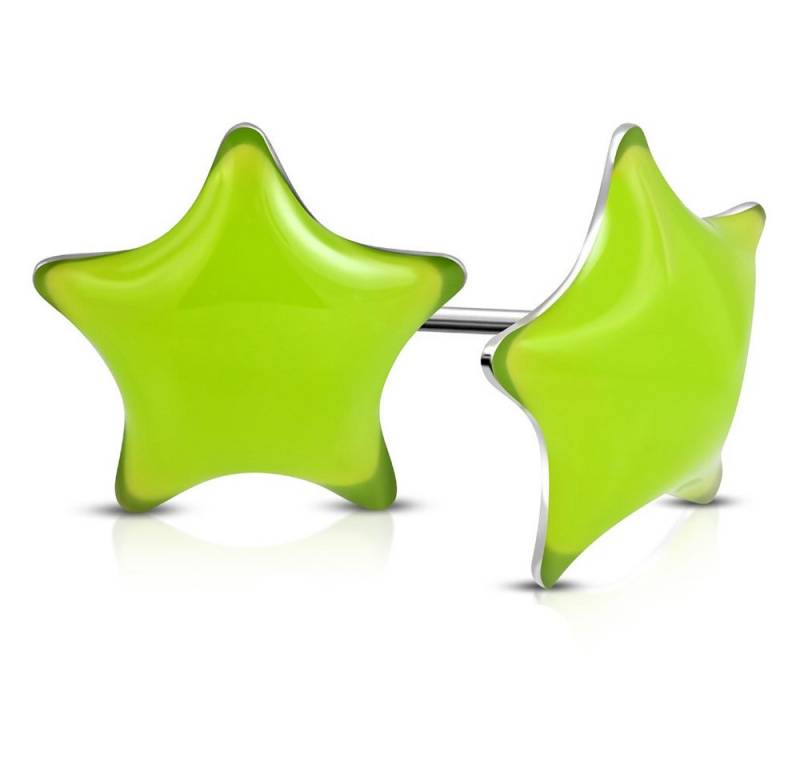 BUNGSA Paar Ohrstecker Ohrstecker Stern Silber aus Edelstahl Kinder hellgrün (1 Paar (2 Stück), 2-tlg), Ohrschmuck Ohrringe von BUNGSA