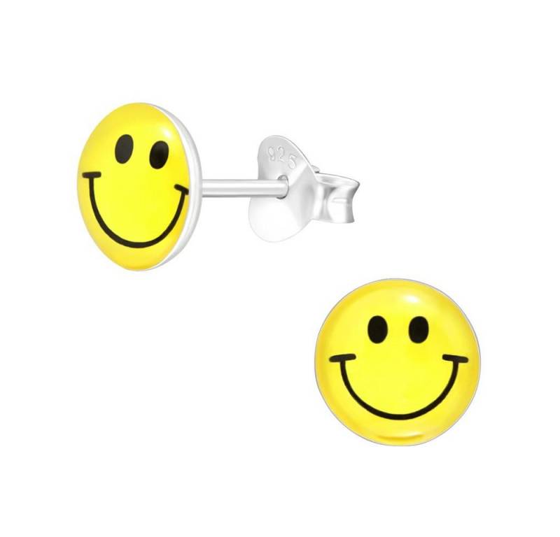 BUNGSA Paar Ohrstecker Ohrstecker fröhlicher Smiley Gelb aus 925 Silber Unisex (1 Paar (2 Stück), 2-tlg), Ohrschmuck Ohrringe von BUNGSA