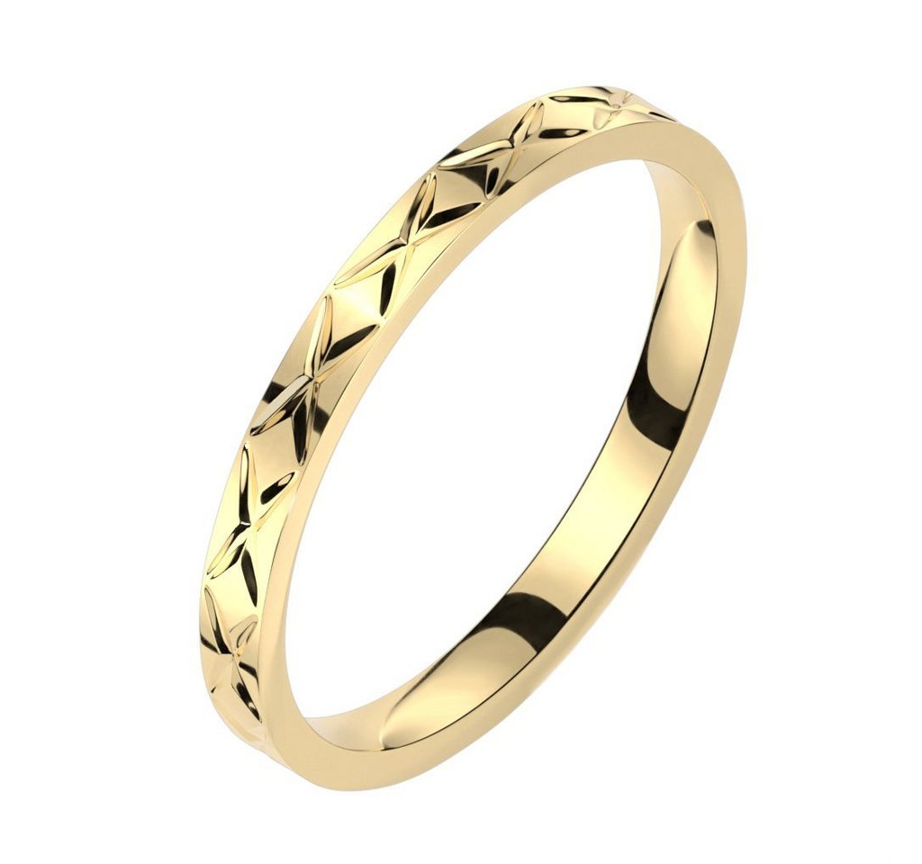 BUNGSA Partnerring Paarring quer gekreuzt goldfarben aus Edelstahl Unisex (Ring, 1-tlg), Damen Herren von BUNGSA