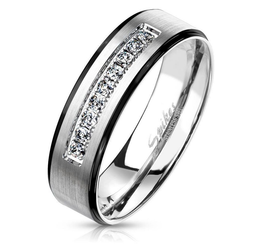 BUNGSA Partnerring Ring Paare Silber mit schwarzen Außenringen und Kristallen aus Edelsta (Ring, 1-tlg), Damen Herren von BUNGSA