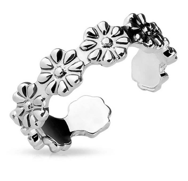 BUNGSA Zehenring Zehenring Blüten silberfarben aus Messing Damen, Zehring Toering von BUNGSA