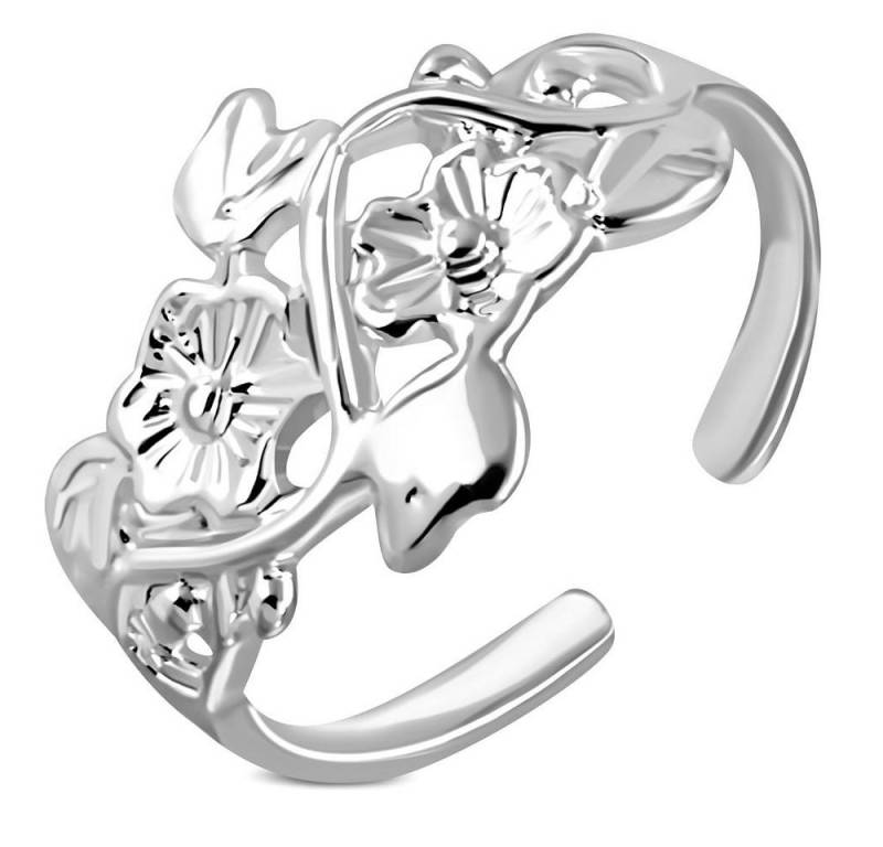 BUNGSA Zehenring Zehenring Blütenranke aus Messing Silber Damen, Zehring Toering von BUNGSA