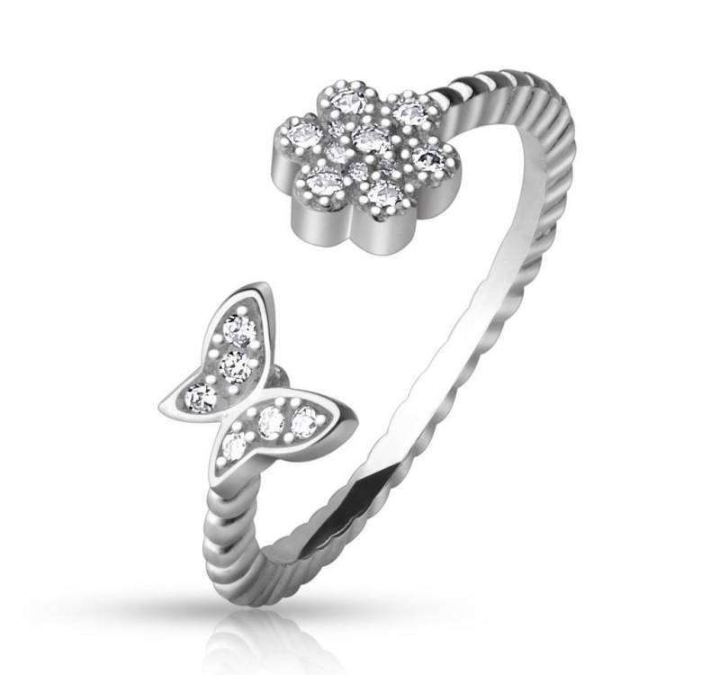 BUNGSA Zehenring Zehenring Blume & Schmetterling aus 925 Silber Damen, Zehring Toering von BUNGSA