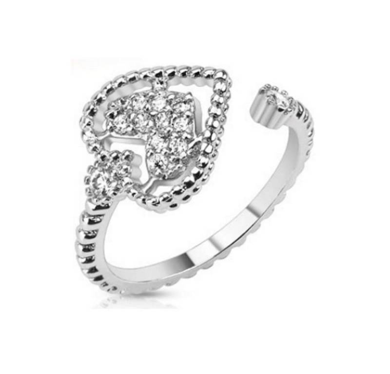 BUNGSA Zehenring Zehenring Herz mit Zirkonia Silber aus Messing Damen, Zehring Toering von BUNGSA
