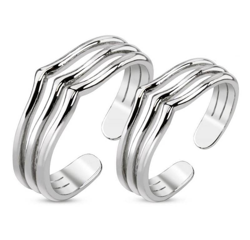 BUNGSA Zehenring Zehenring drei Linien Silber aus Messing Damen, Zehring Toering von BUNGSA
